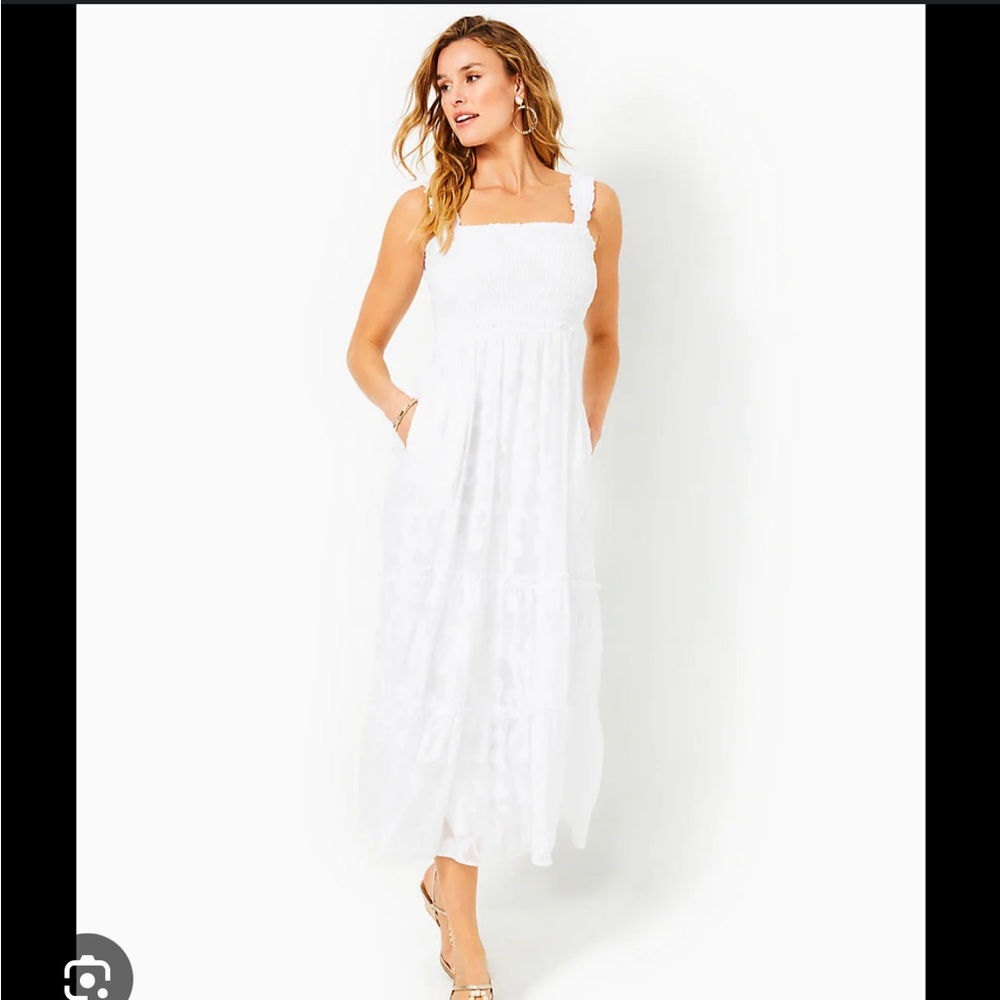 Lilly Pulitzer Hadley Smocked Maxi Drss